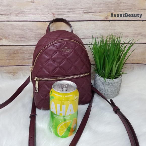 Kate Spade Mini Leather Quilted Backpack Cherry - Picture 5 of 10